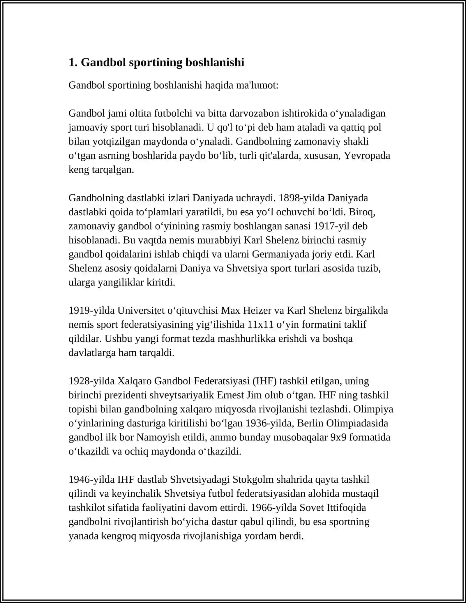 GANDBOL SPORT TURINING KELIB CHIQISHI VA RIVOJLANISHI TARIXI 3