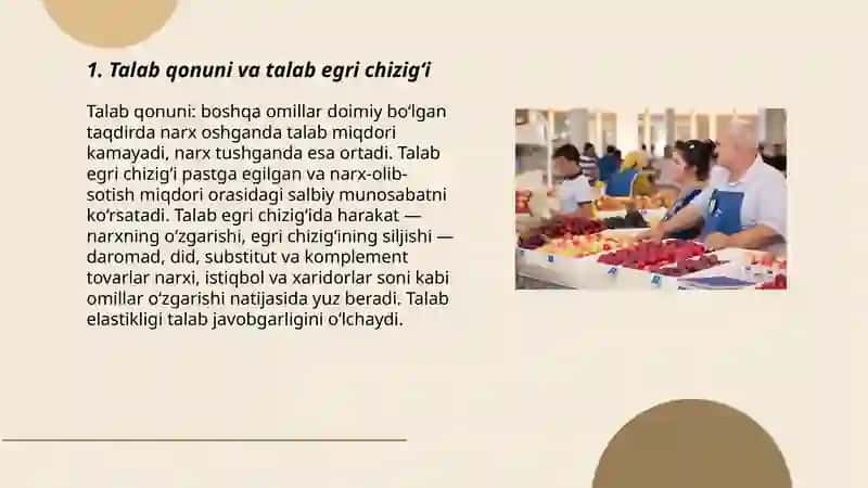Talab va taklif nazariyasi. Bozor muvozanati 3