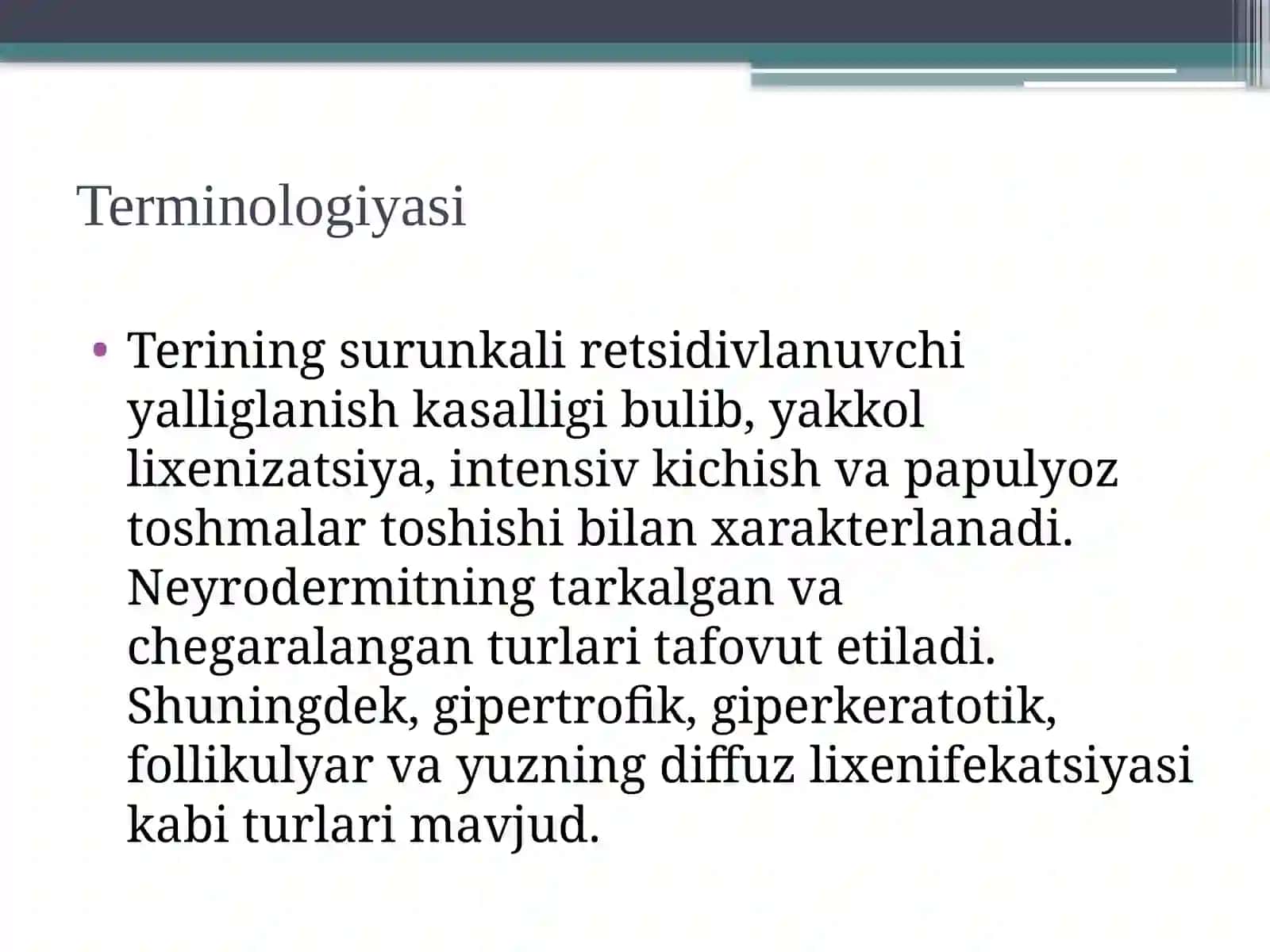 NEYRODERMIT, BOLALAR QICHIMASI,ESHAKEMI, PIGMENTLI ESHAKEM 3