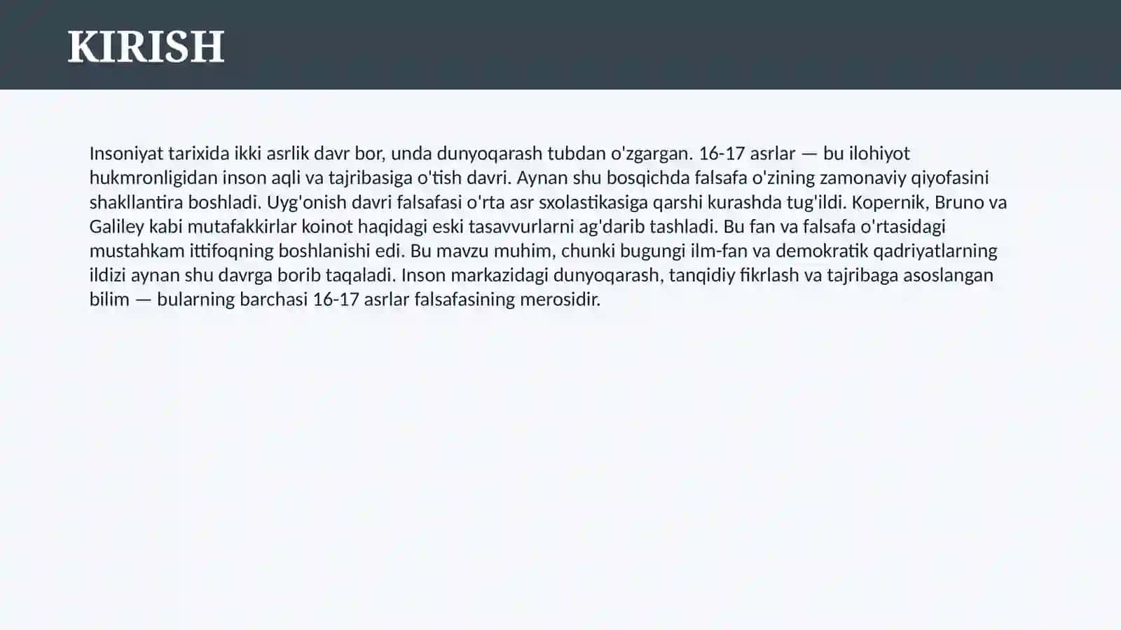 FALSAFANING RIVOJLANISH BOSQICHLARI (UYG'ONISH DAVRI FALSAFASI)16-17 ASRLAR 3