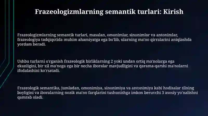 frazeologizmlarning semantik turlari 3