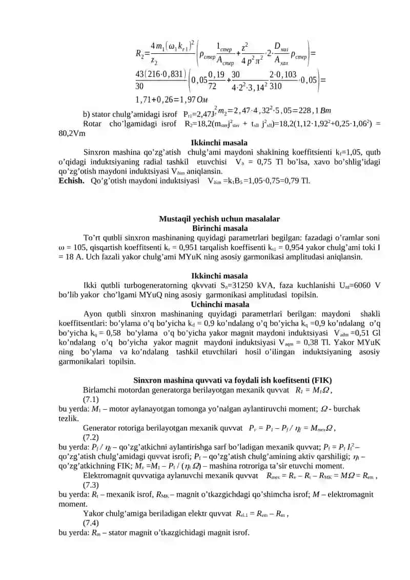Sinxron generatorning burchak xarakteristikasini qurish 3