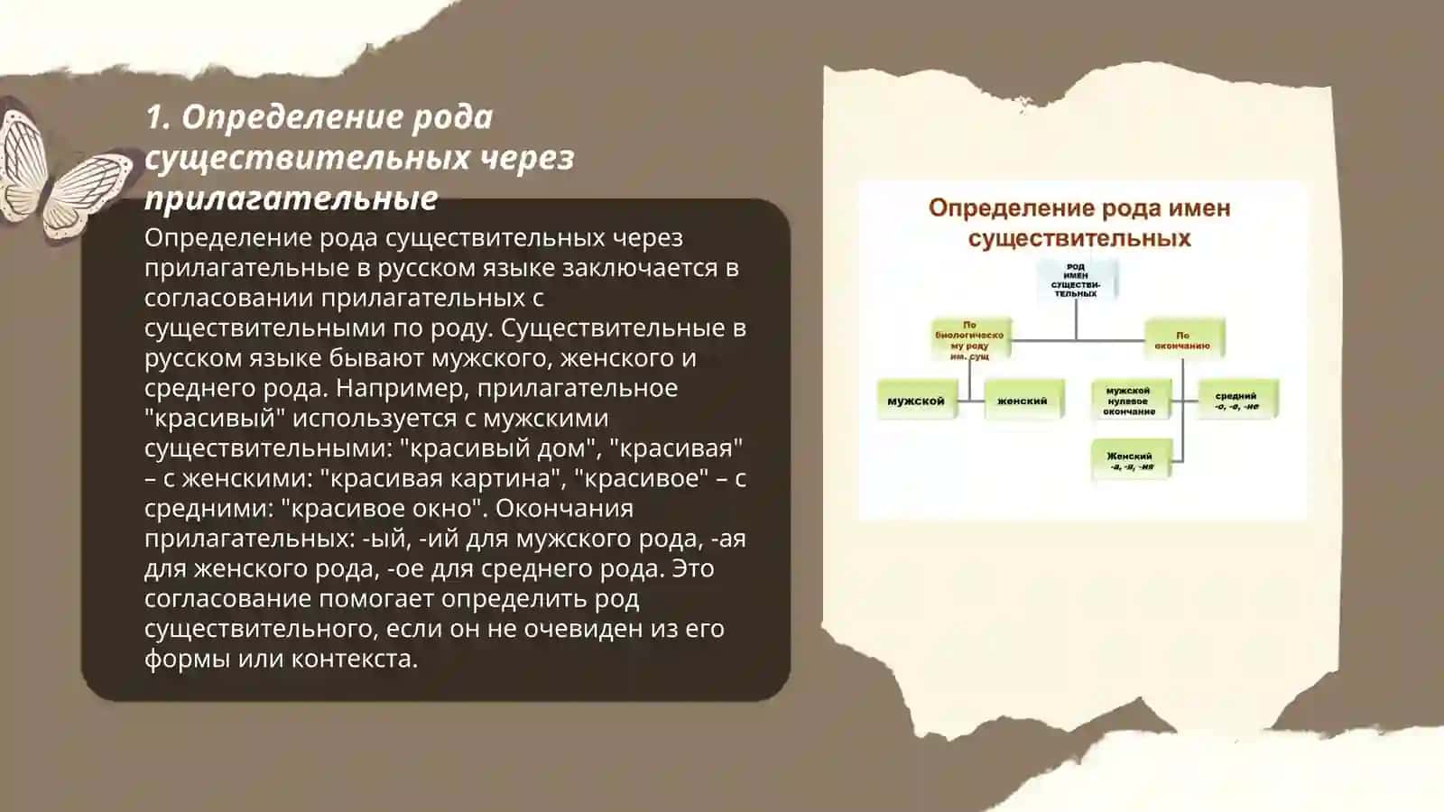 Определение рода имен существительных по связи с другими частями речи 3