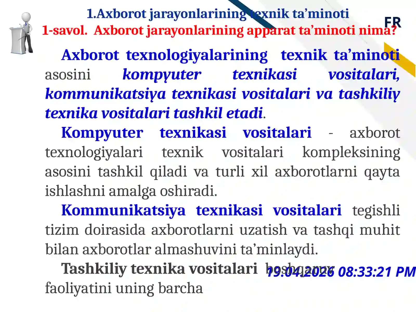 "AXBOROT JARAYONLARI, KOMPYUTERNING TEXNIK VA DASTURIY TA’MINOTI" 3