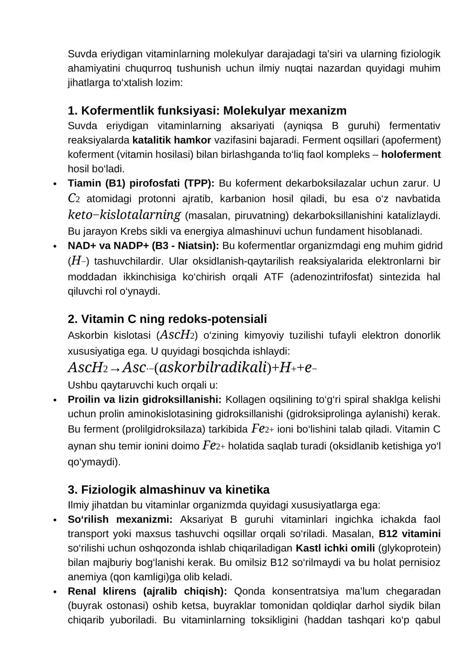 Suvda eriydigan vitaminlar tuzulishi va funksiyalari 3