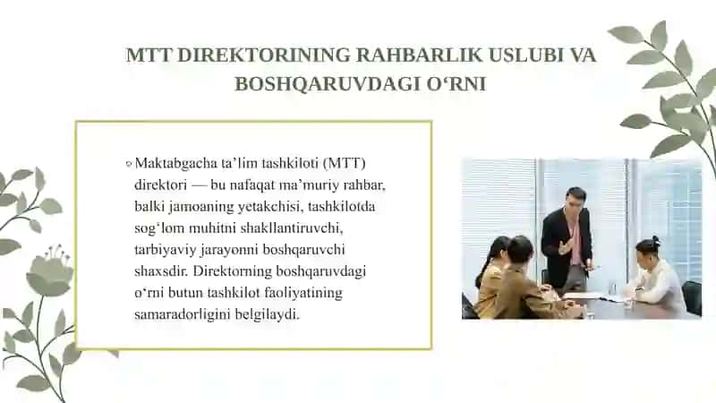 DIREKTOR TOMONIDAN XODIMLAR BILAN ISH USLUBI 3