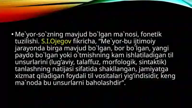 O`zbek adabiy tilining me`yorlari 3