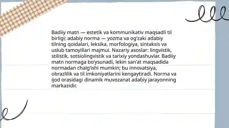Badiiy matnning adabiy normaga munosabati 3