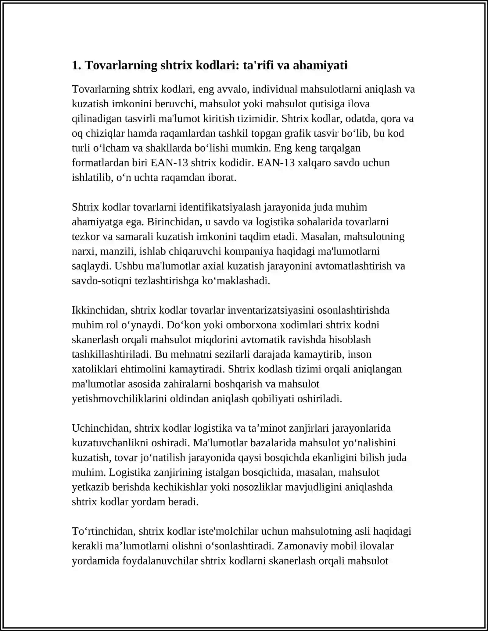 TOVARLARNING SHTRIX KODLARI 3