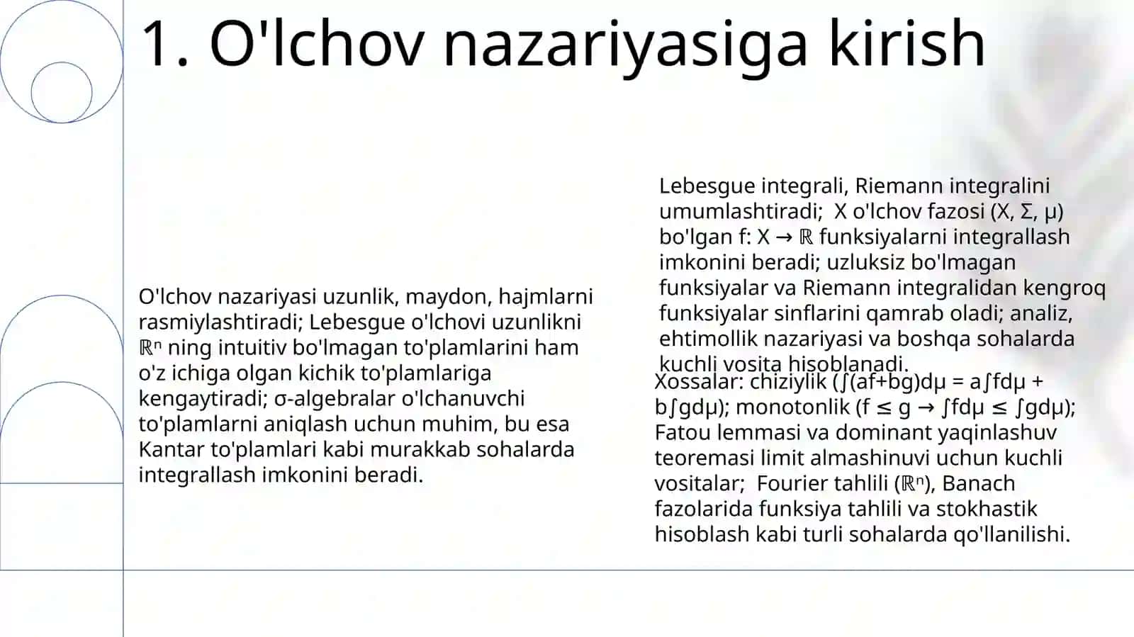 Aniqmas Lebeg integrali va uning xossalari 3
