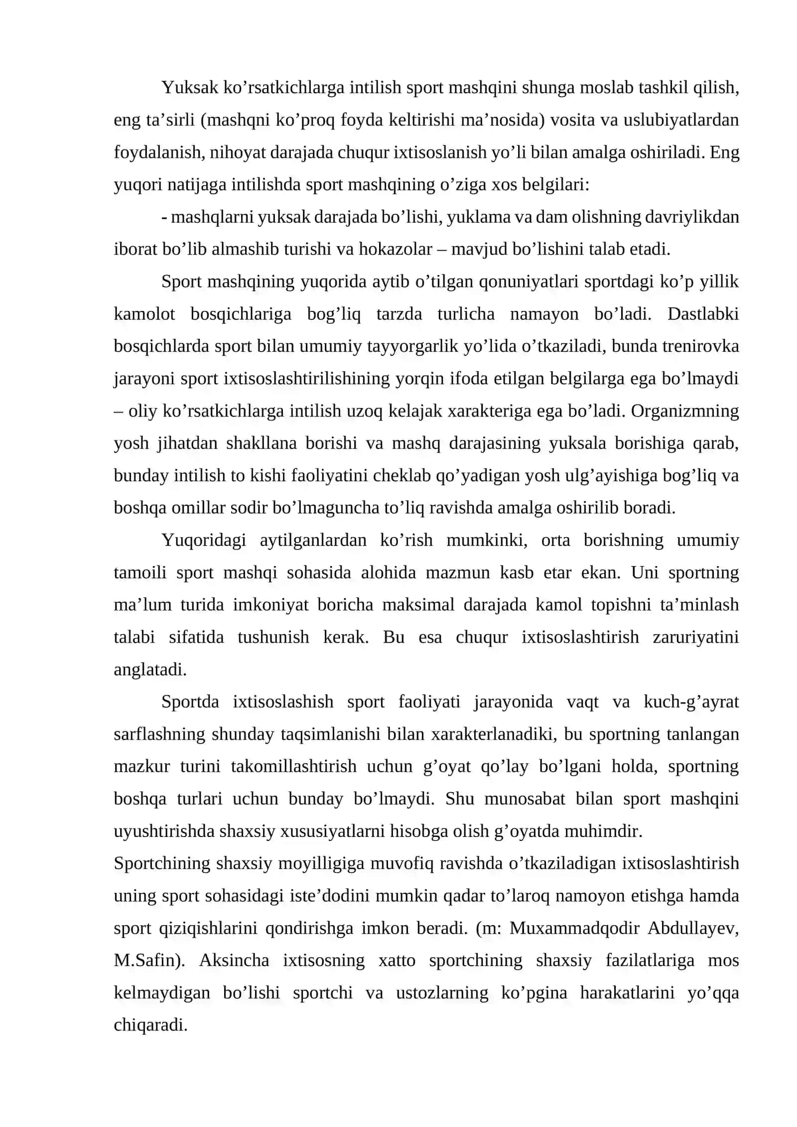 Sport Mashqi Yuklamalari va Rejalari 3