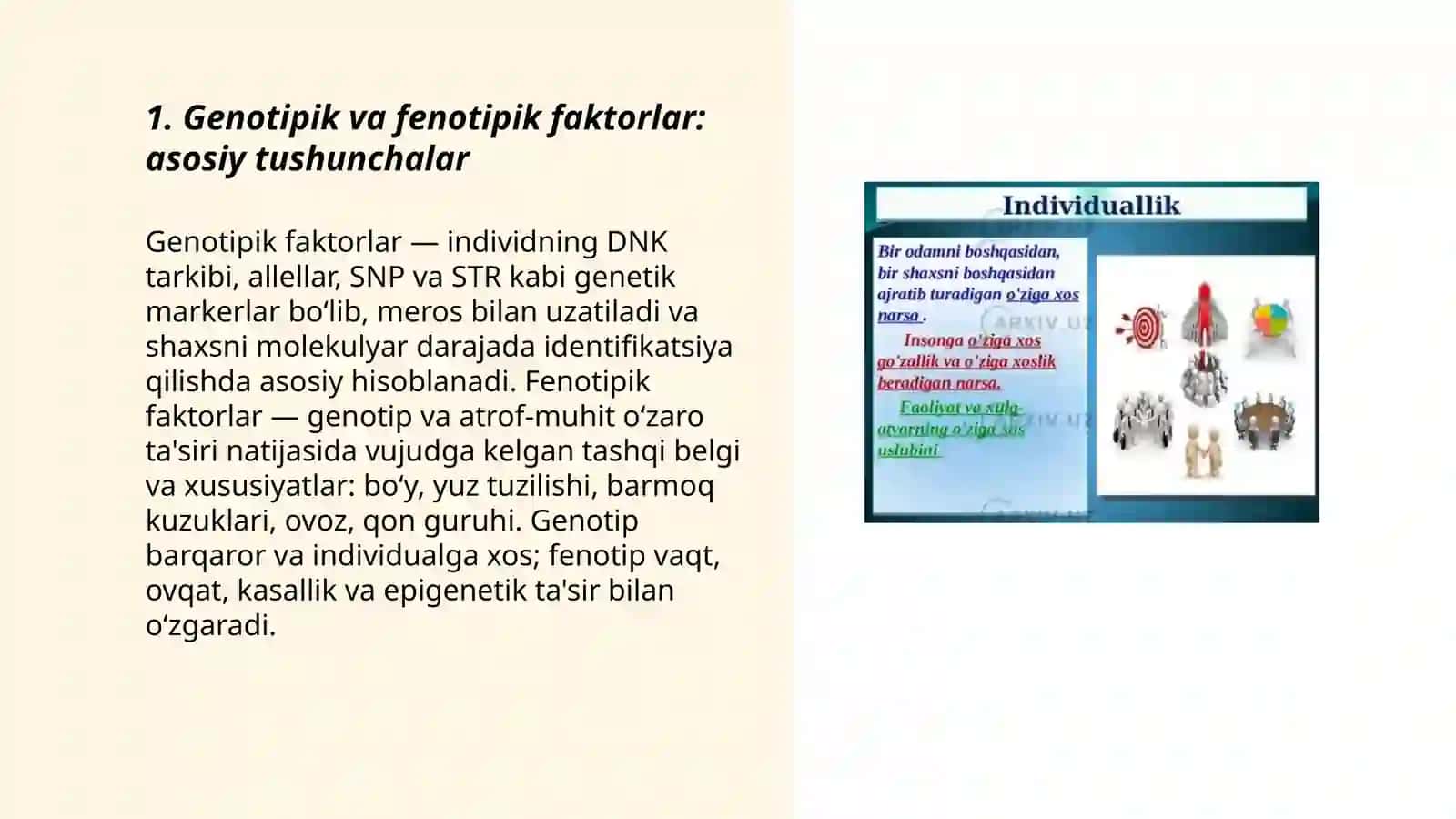 Shaxsni tasdiqlovchi genotipik va fenotipik faktorlar 3