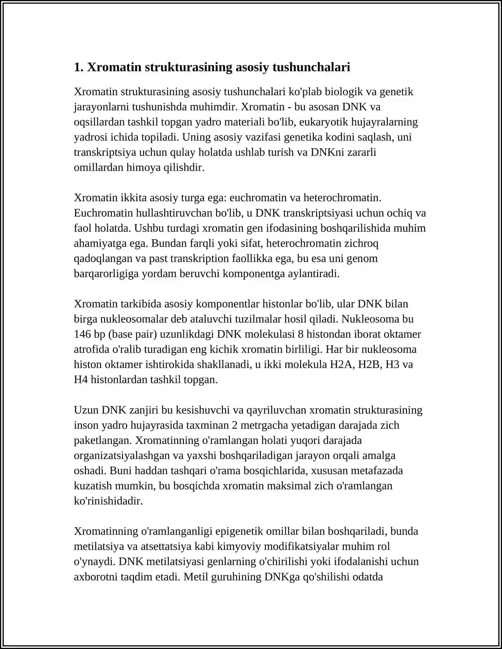 XROMATIN IPINING TUZULISHI VA NUKLEOSOMALAR 3