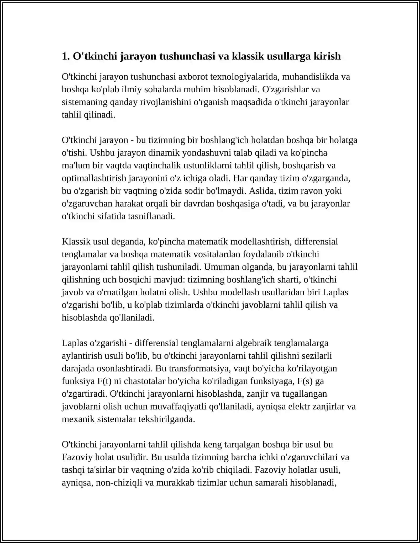 O'TKINCHI JARAYONLARNI KLASSIK USULIDA HISOBLASH 3