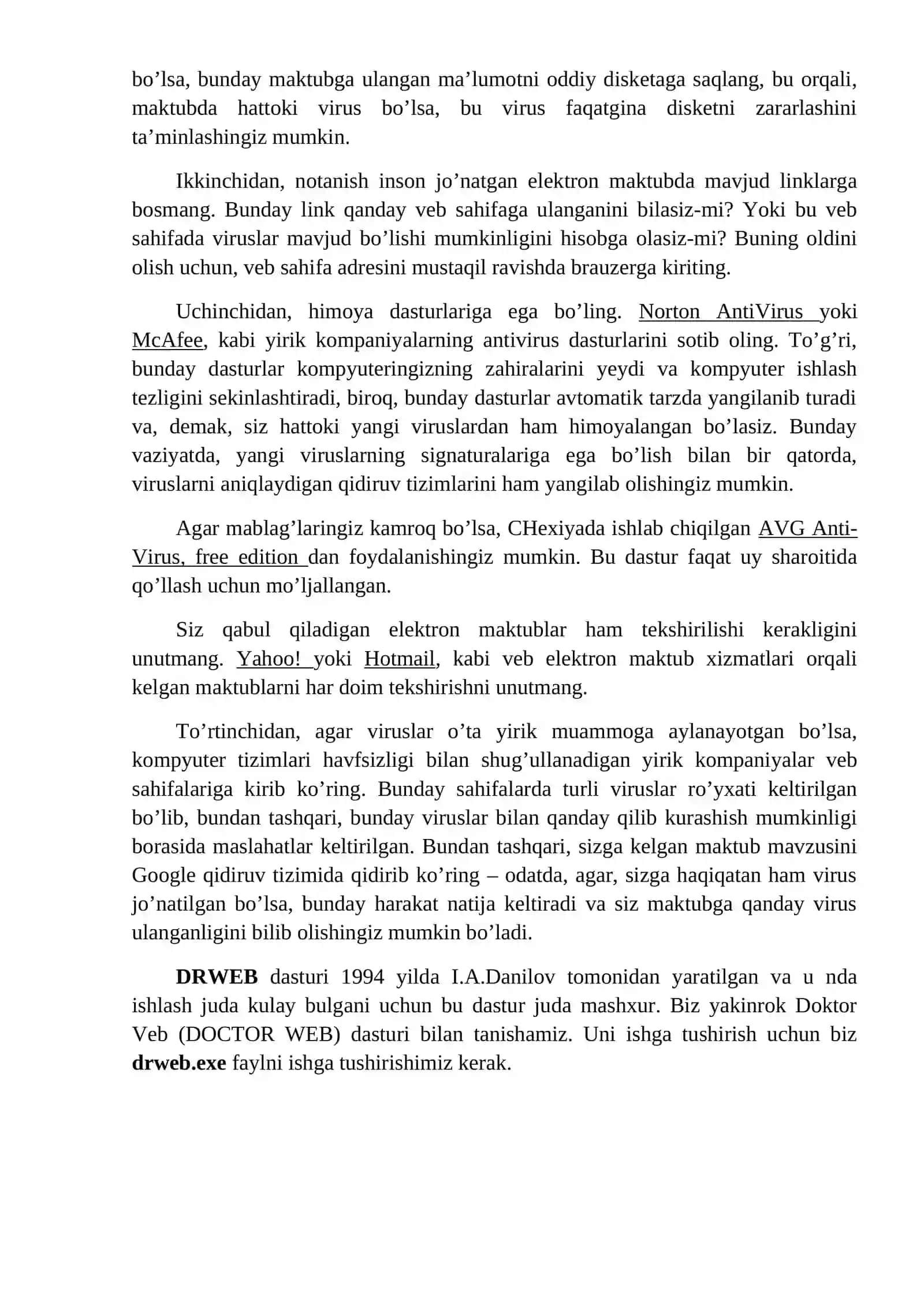 Kompyuter viruslari va ulardan himoyalash usullari 3