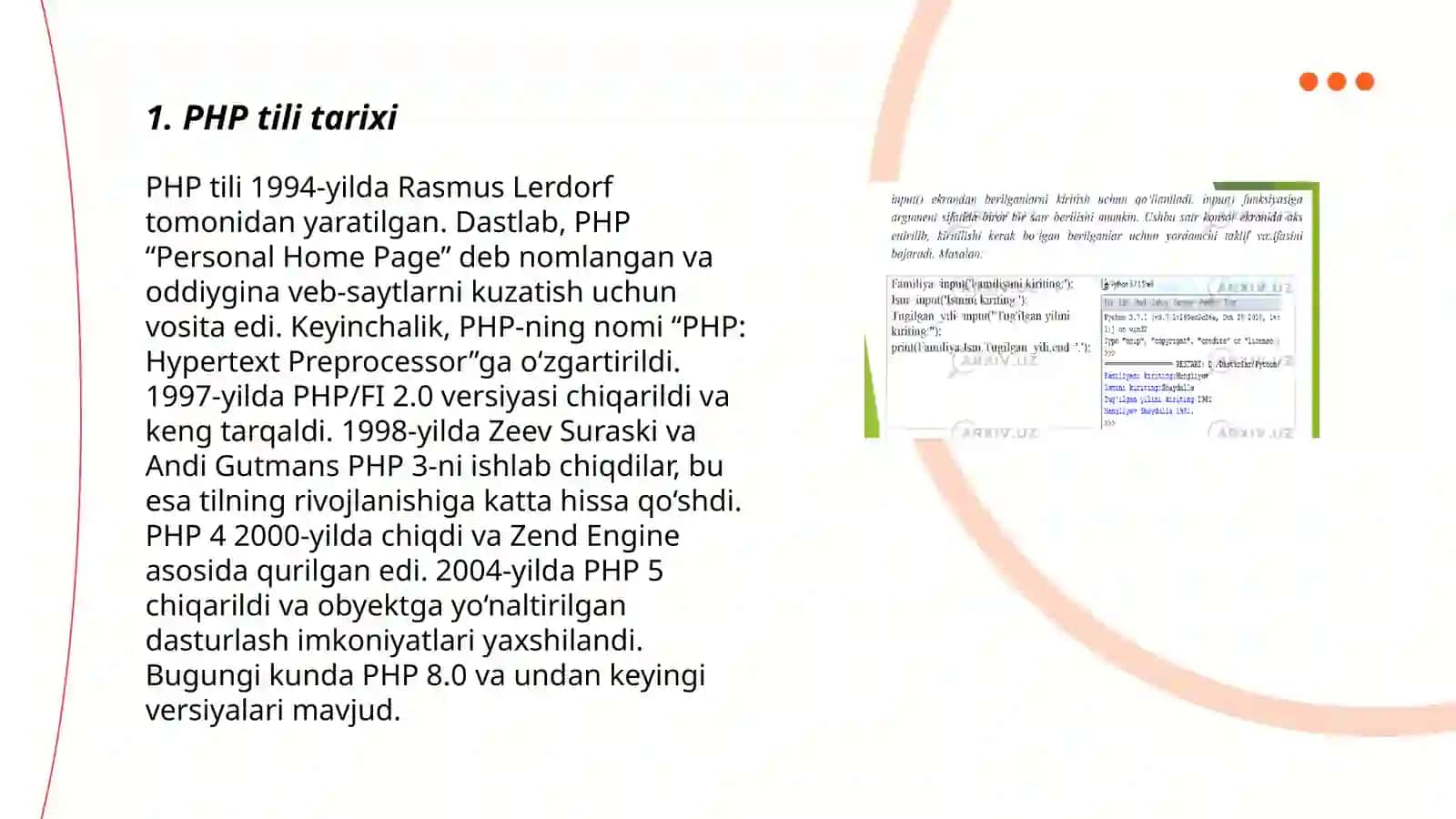 PHP tilining tarixi 3