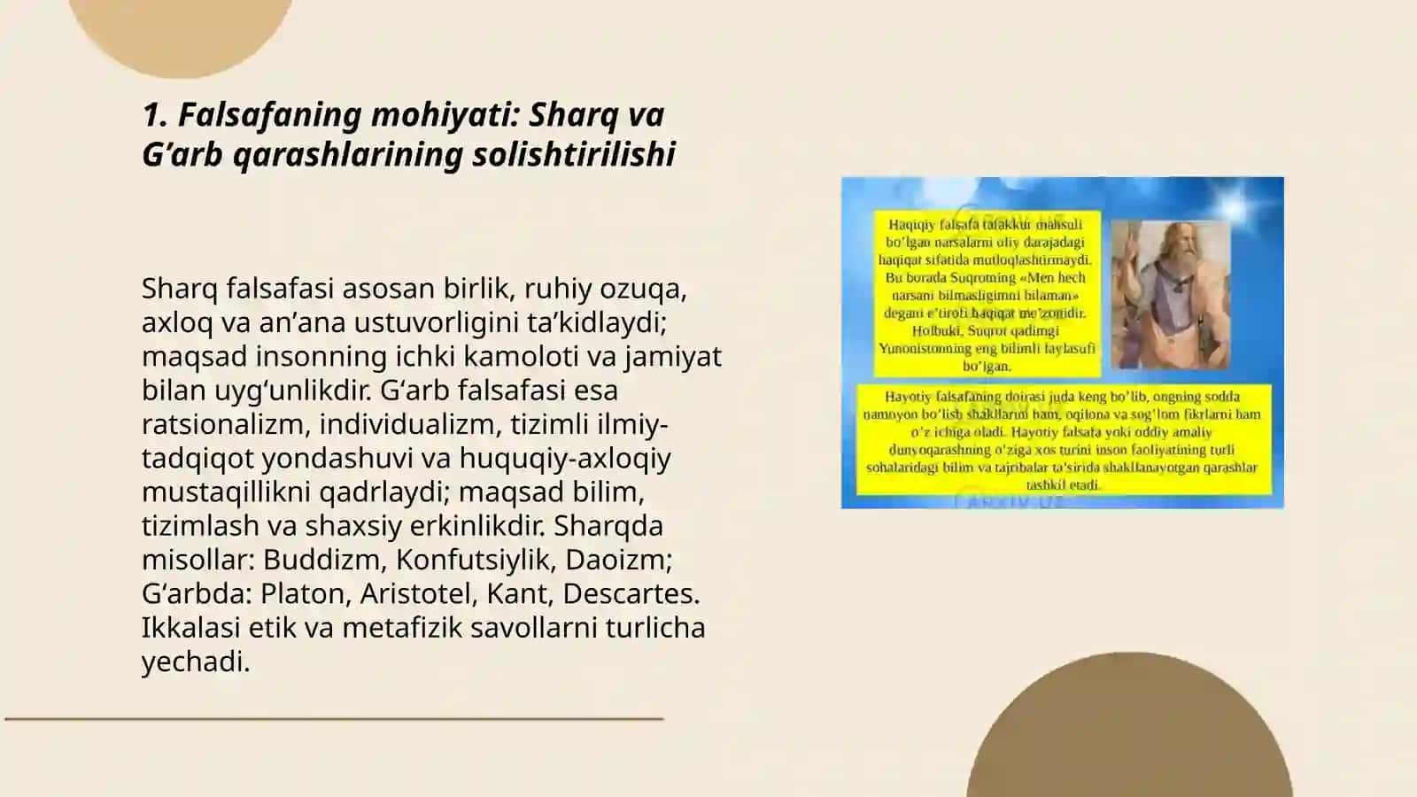 Falsafaning mohiyatiga oid Sharq va G’arb mutafakkirlari 3