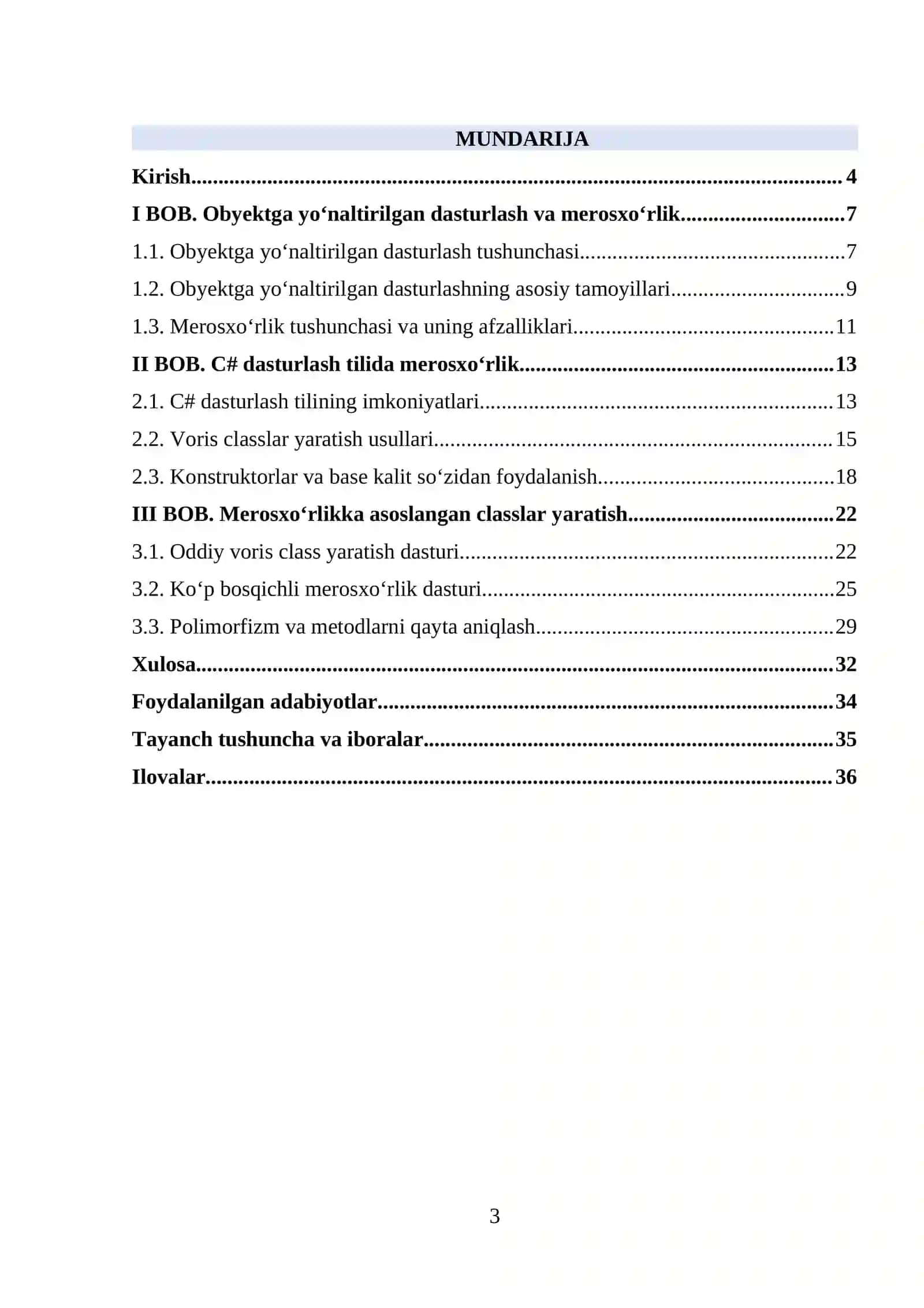 C# dasturlash tilida merosxo'rlikka asoslangan classlar yaratish 3