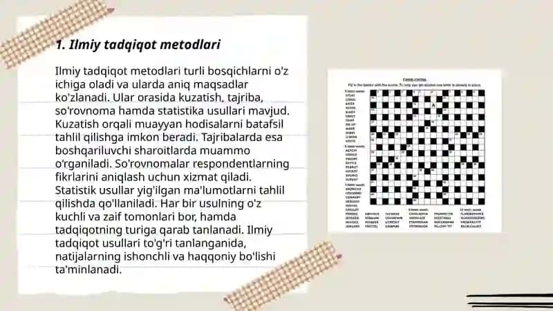 Ilmiy metod krasvordi bilan yasash 3