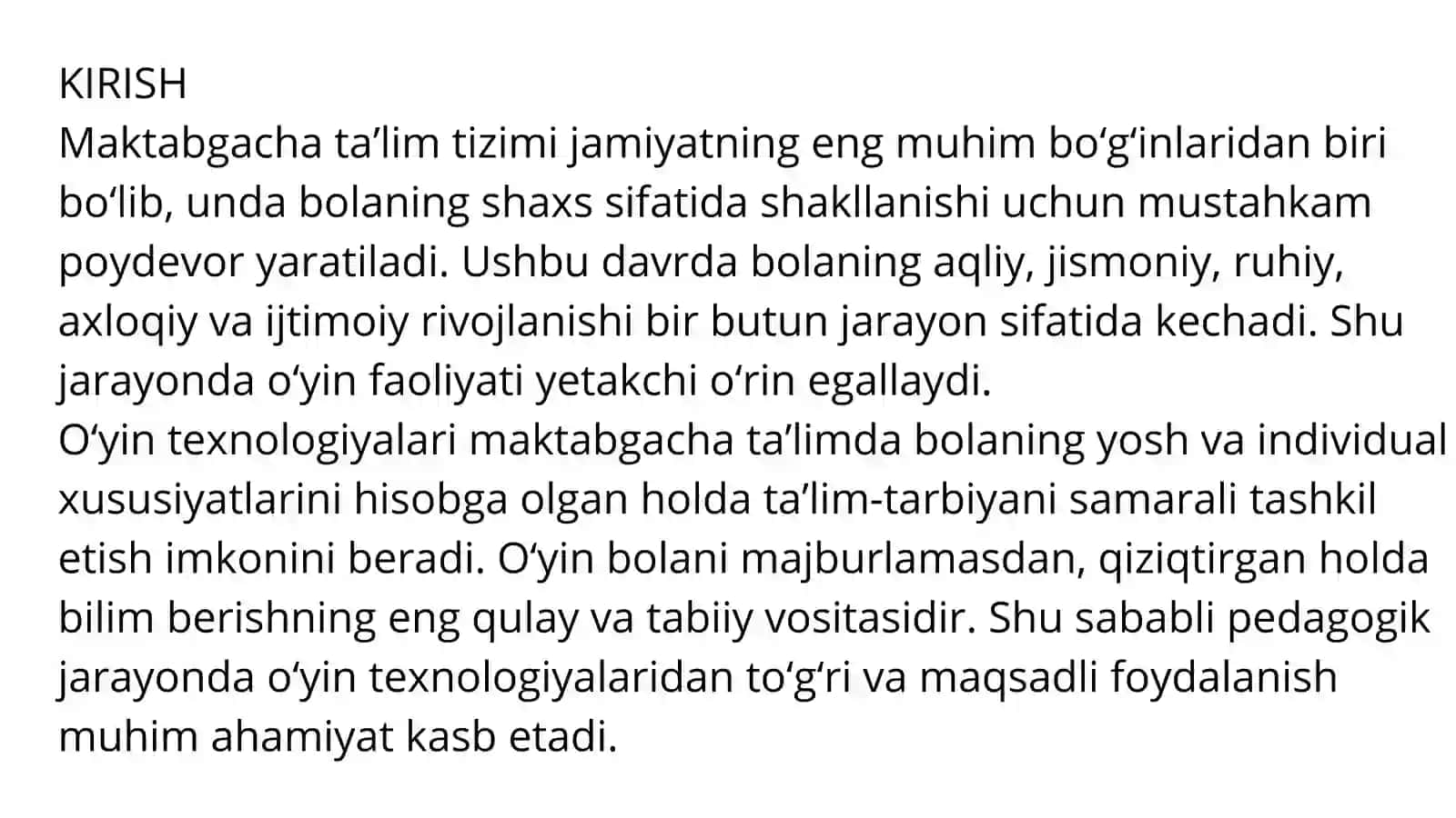 Maktabgacha ta'limda o'yin texnologiyalari nazariyasi va metodikasi 3