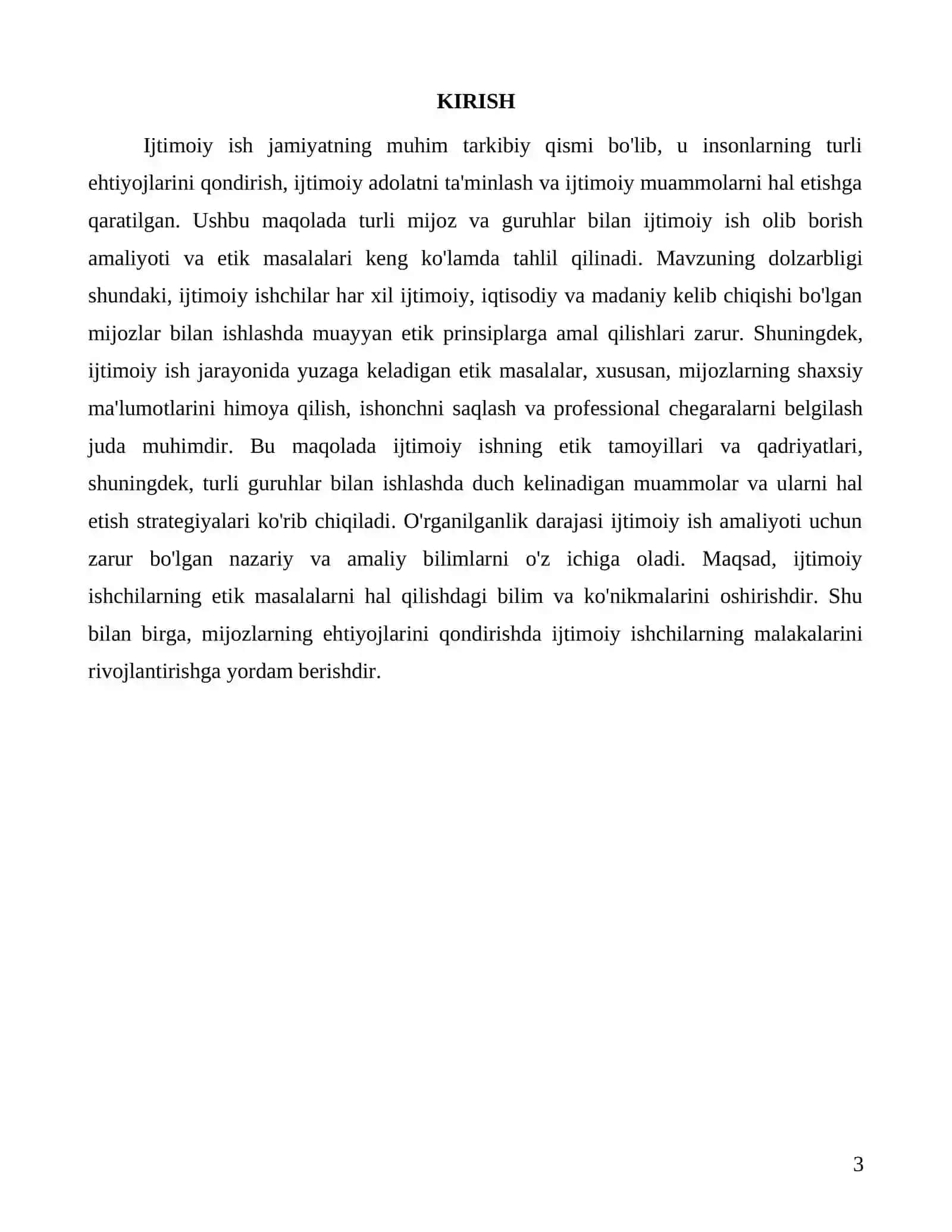 Turli mijoz va guruhlar bilan ijtimoiy ish olib borish amaliyoti 3