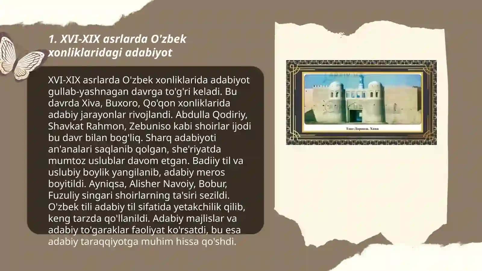 XVI-XIX Asrlarda O'zbek xonliklari madaniyati va sanʼati 3