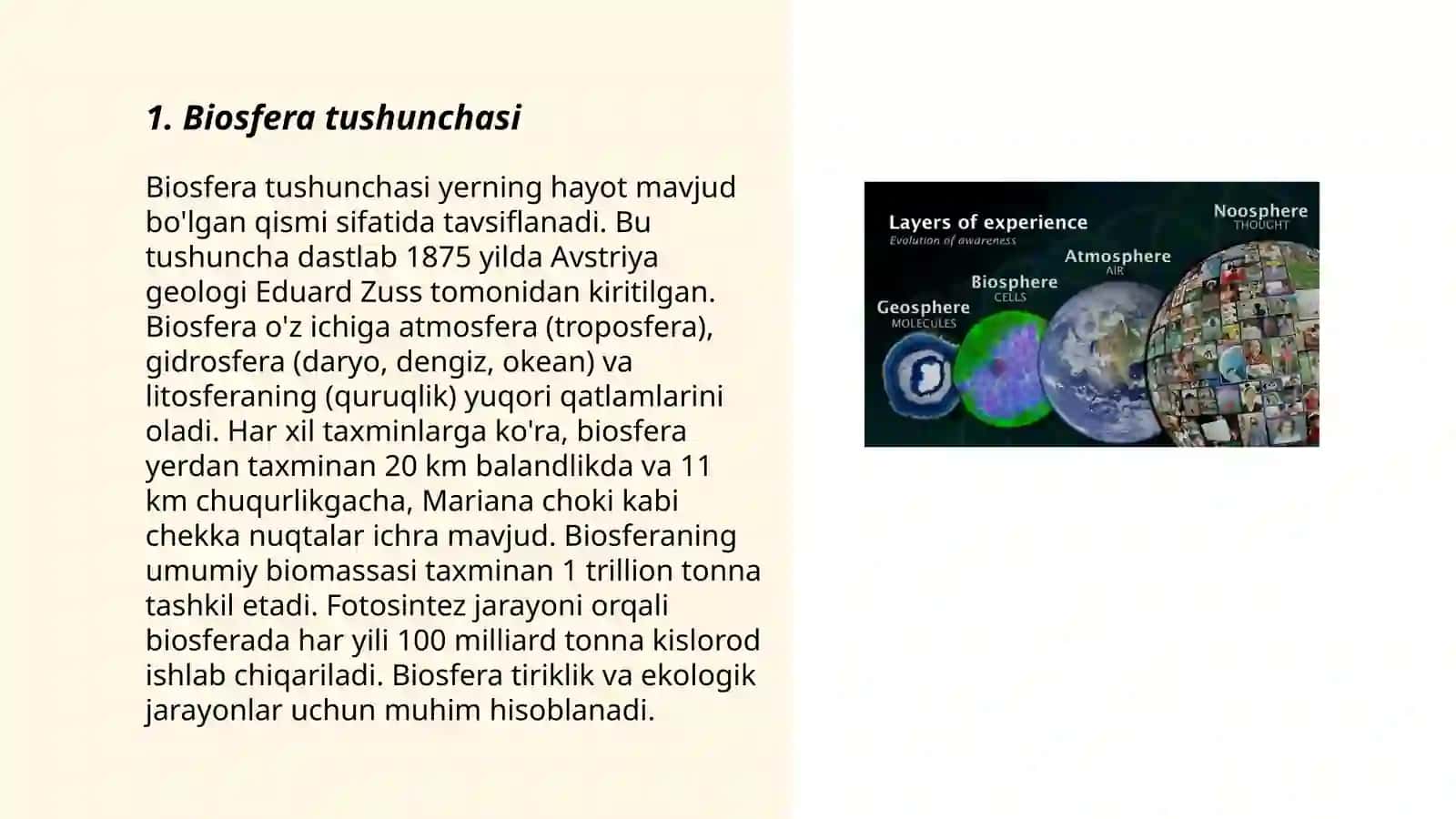 Biosfera haqida tushuncha. Vernadskiy taʼlimoti, noosfera 3