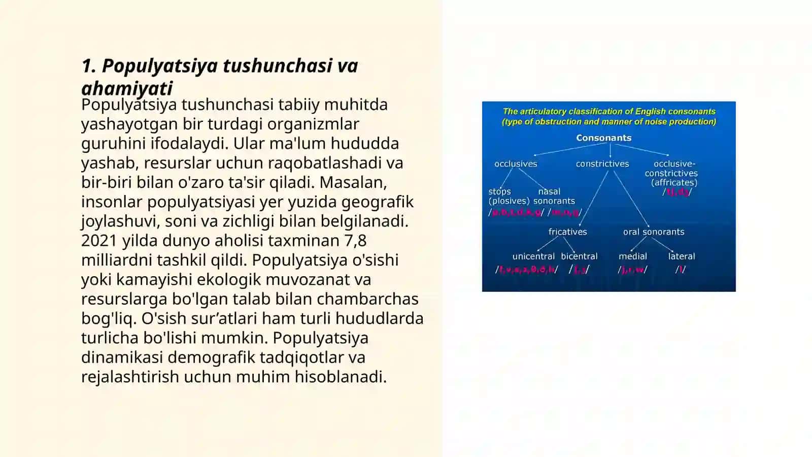 Populyatsiyayalarning umumiy tasnifi va asosiy xususiyatlari 3