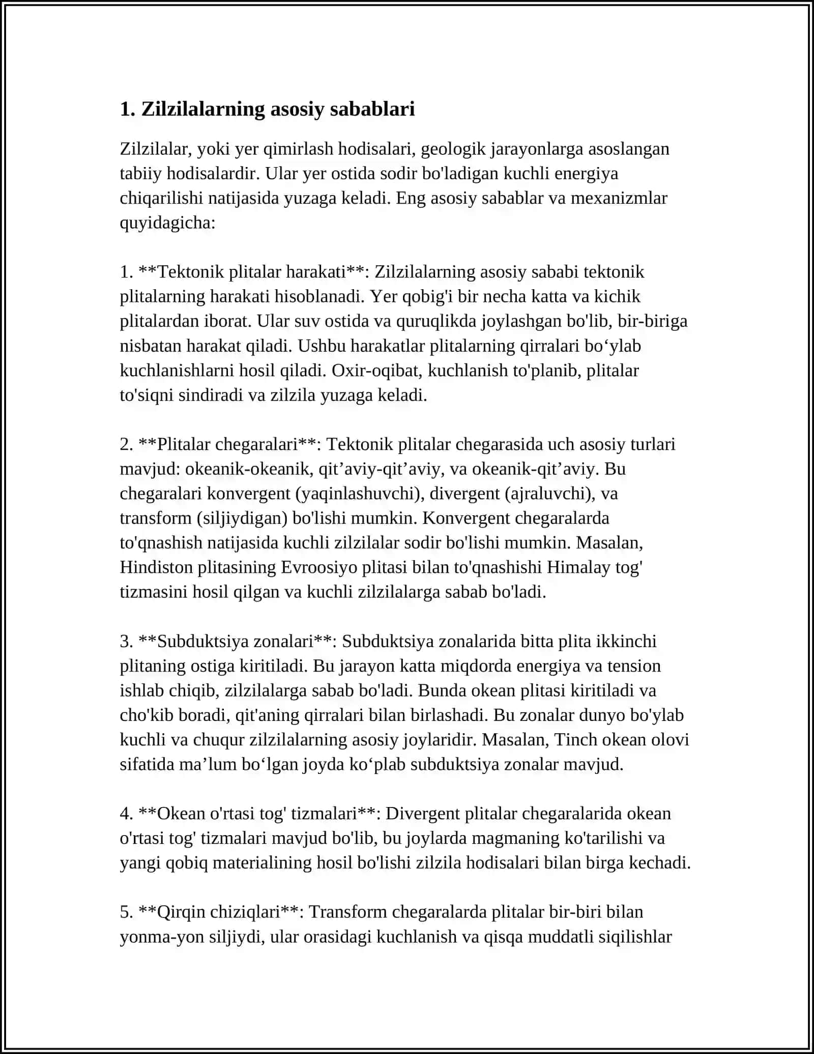 ZILZILALAR VA ULARNING NAMOYON BO'LISH XUSUSIYATLARI 3