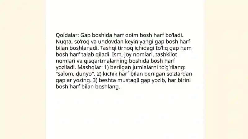 Bosh harflar imlosini amalda qo'llash bo'yicha tavsiyalar va mashqlar 3