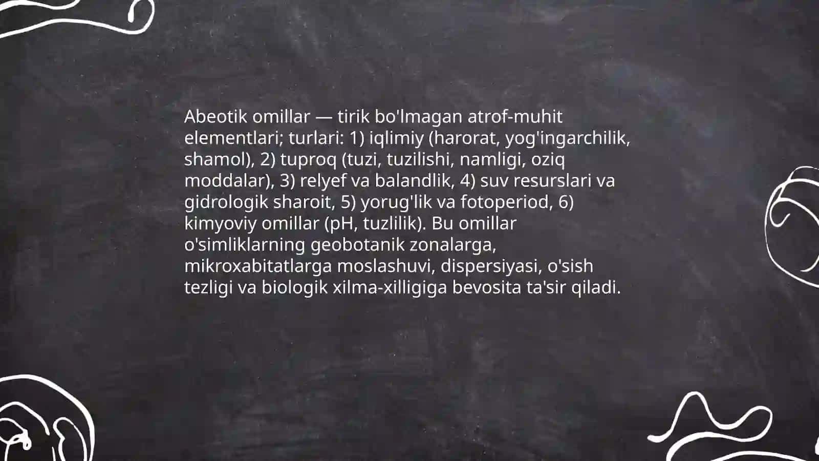 Abeotik va biotik ekologik omillar va ularning tabiatda òsimliklarning tarqalishidagi ahamiyati 3