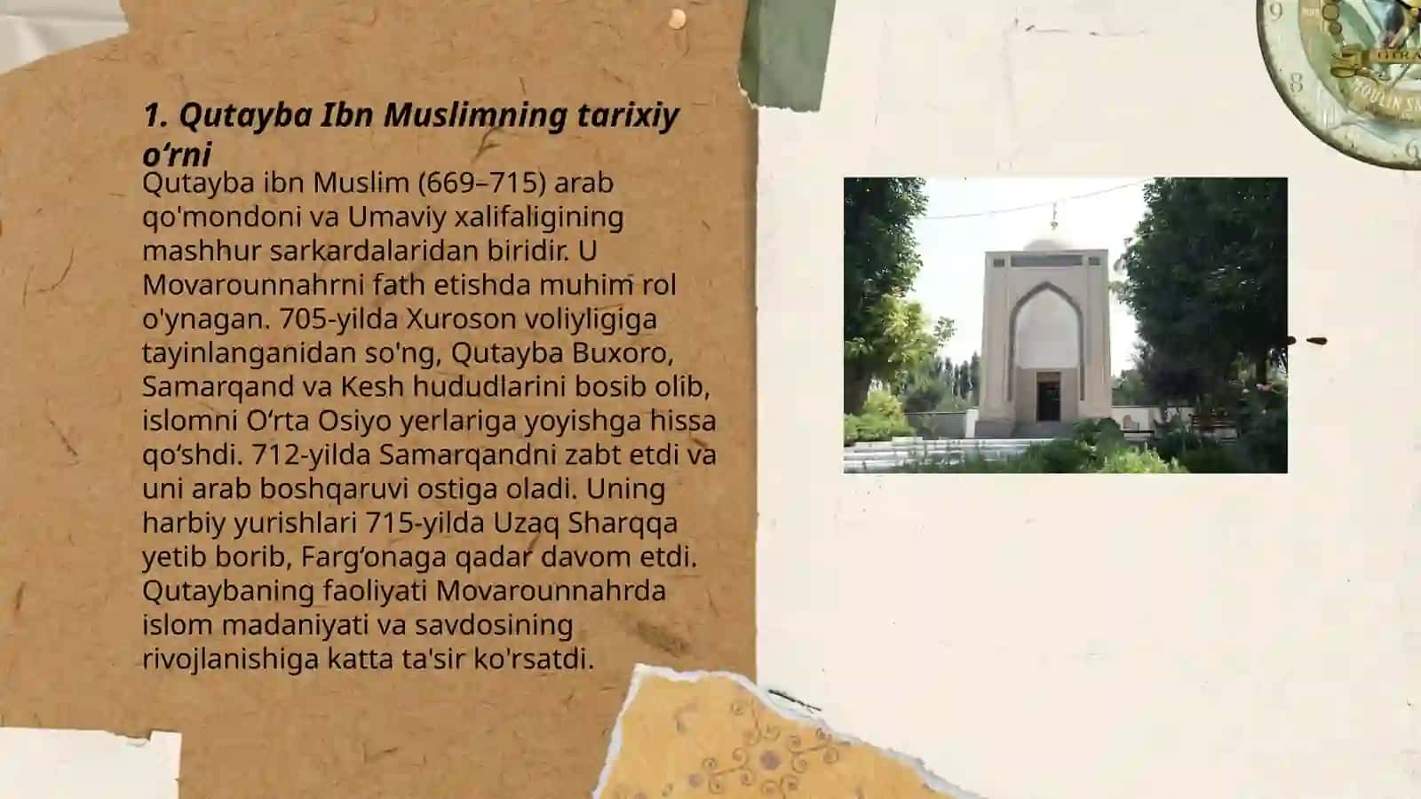 Qutayba Ibn Muslim ziyoratgohi haqida taqdimot 3