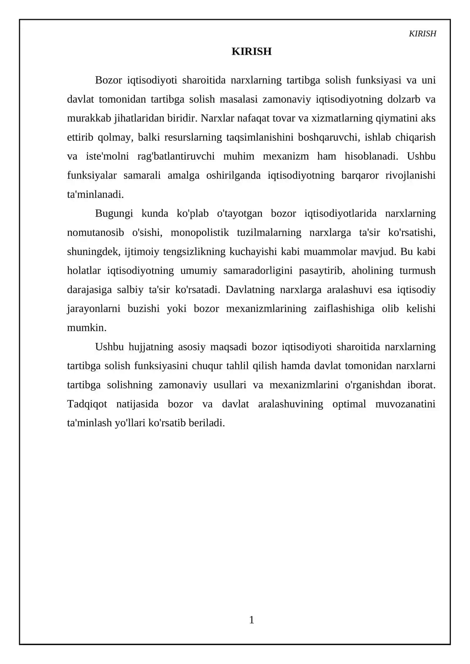 Bozor iqtisodiyoti sharoitida narxlaming tartibga solish fonktsiyasi va uni davlat tomonidan tartibga solish 3