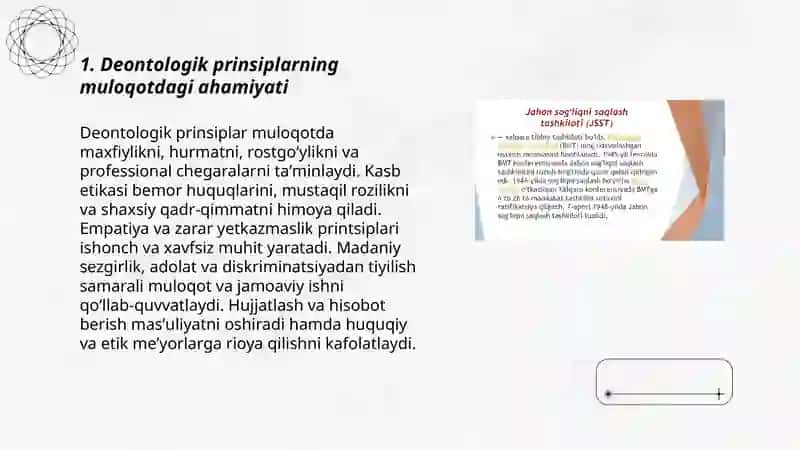 Deontologiya(muloqot asoslari).Sogʻlom turmush tarzi(STT). Bemorni mustaqil soʻrab-surishtitish 3