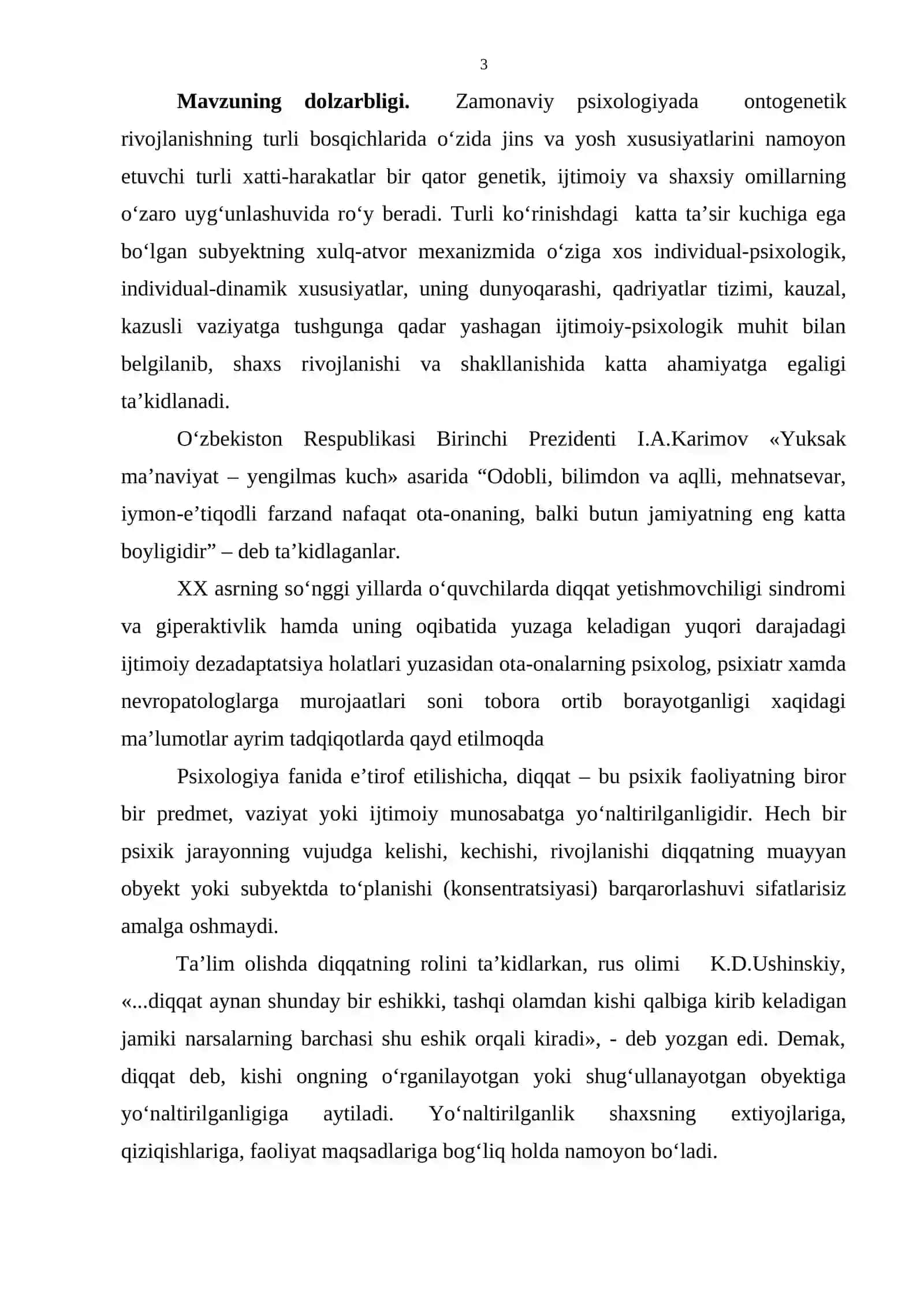 Bakalavr darajasi “Kasb-hunar kollejlari o‘quvchilar shaxsini shakllantirishda diqqatni boshqarishning psixologik mexanizmlari” 3