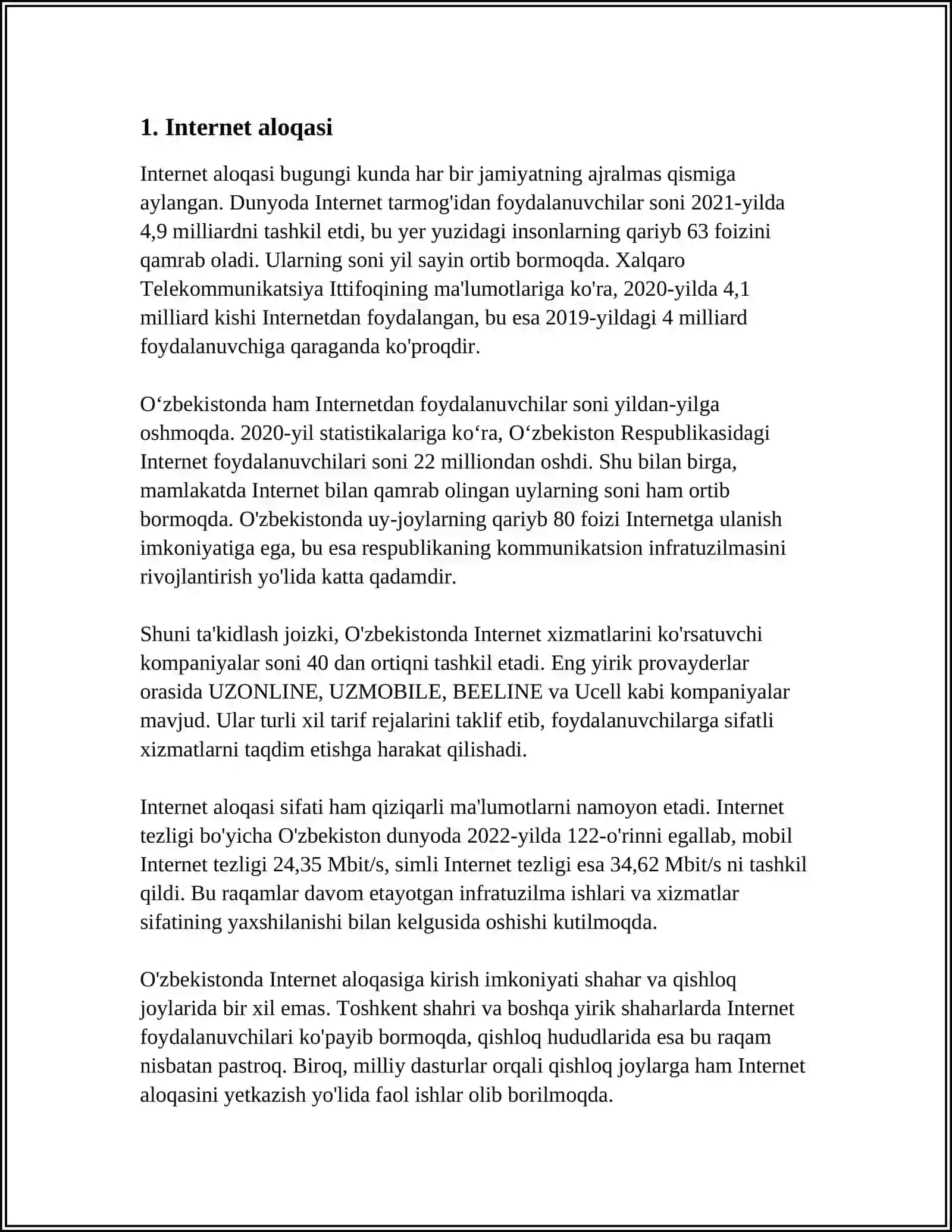 INTERNET XIZMAT TURLARI 3