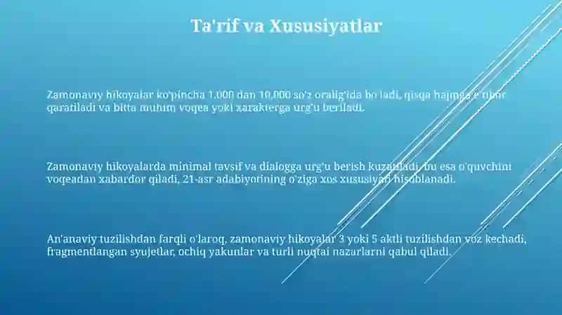 Zamonaviy hikoyalar 3