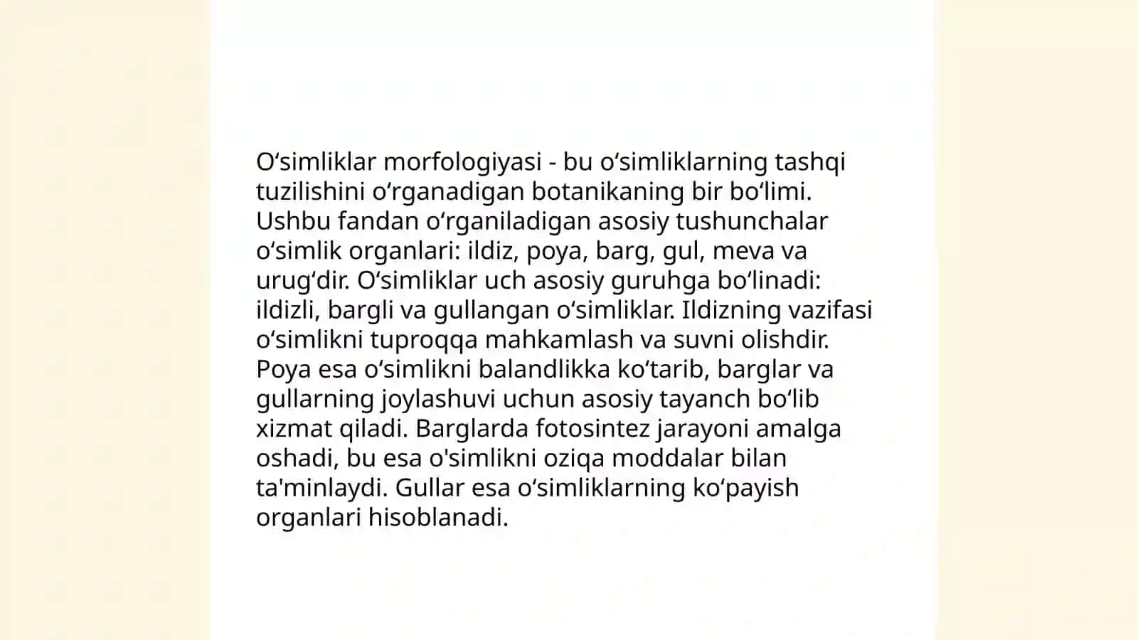 Oʻsimliklarning vegetativ organlari yuzasidan masala va mashqlar yechish 3