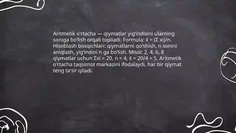 Aritmetik o'rtachani hisoblash 3