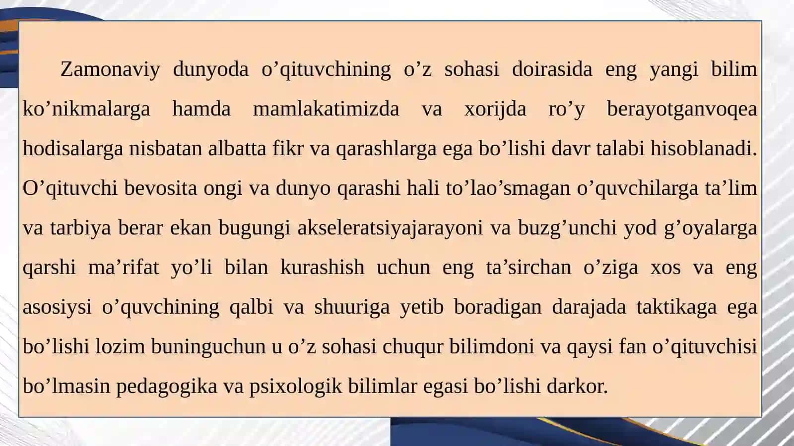 O‘qituvchining ta’lim jarayonidagi mahorati 3