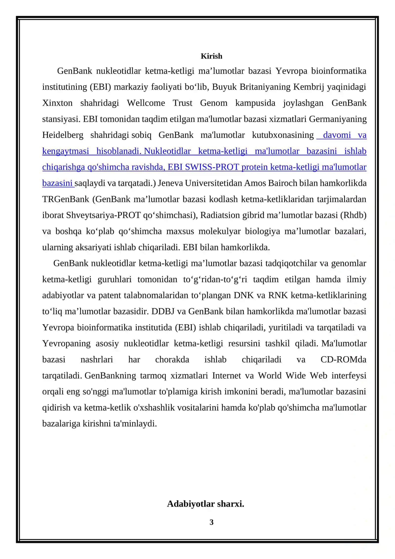 GenBank nukleotidlar ketma-ketliklari ma`lumot bazalari 3
