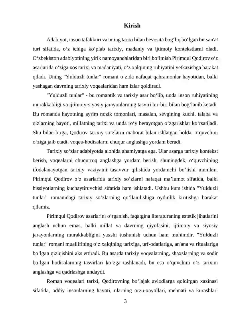 Yulduzli tunlar romanida tarixiy soʻzlarning qoʻllanilishi 3