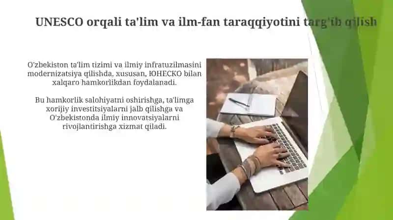 Oʻzbekiston Respublikasining Xalqlar tashkiloti bilan hamkorligi va YUNESKO misolida 3