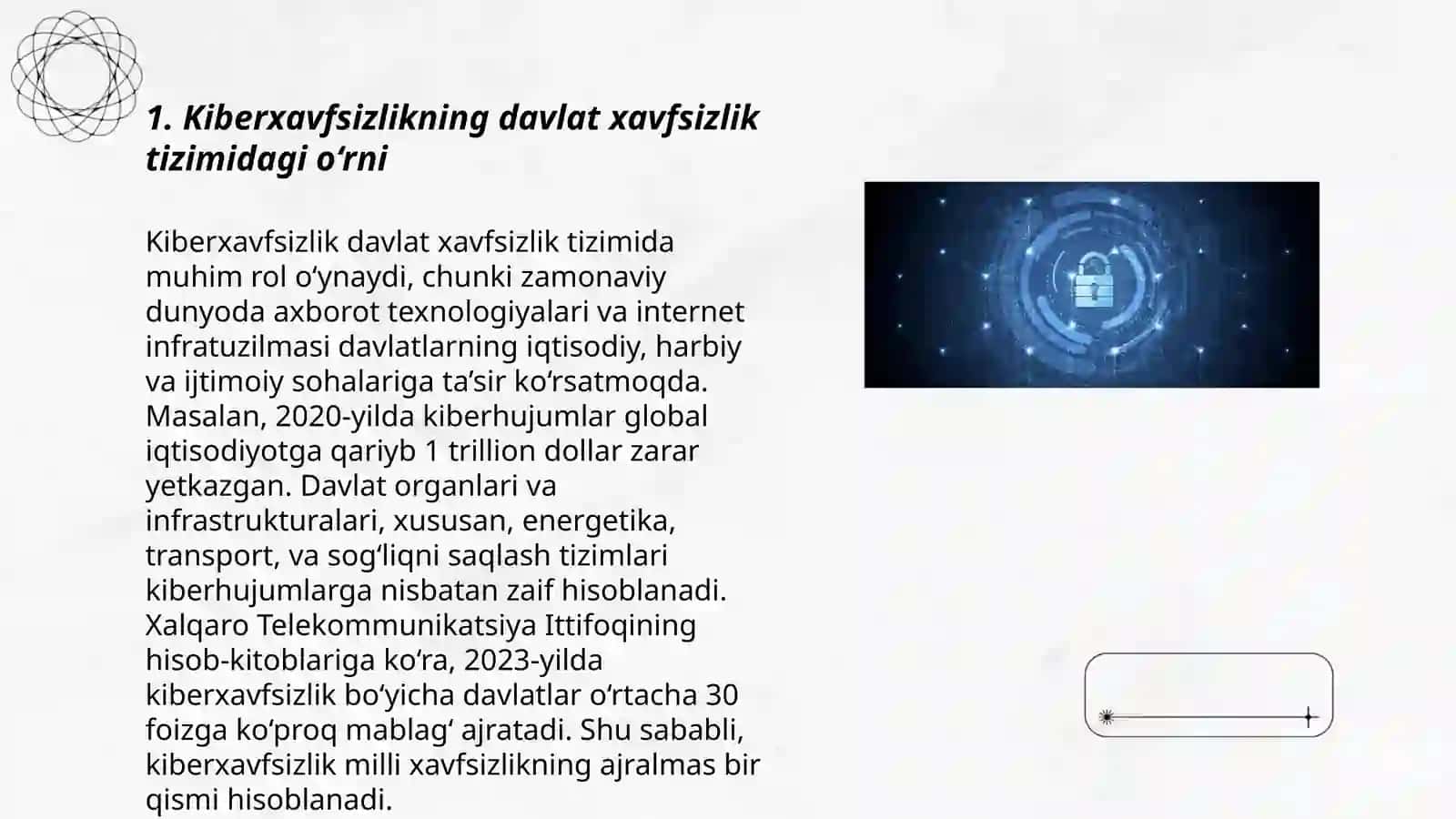 Kiberxavfsizlikning davlat siyosatidagi o’rni 3