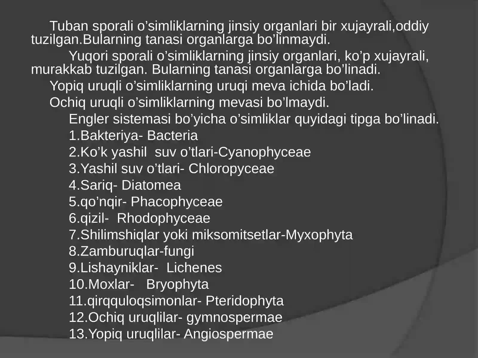 Tuban sporali o’simliklar: suv o’tlari, zamburug’lar va lishayniklar 3