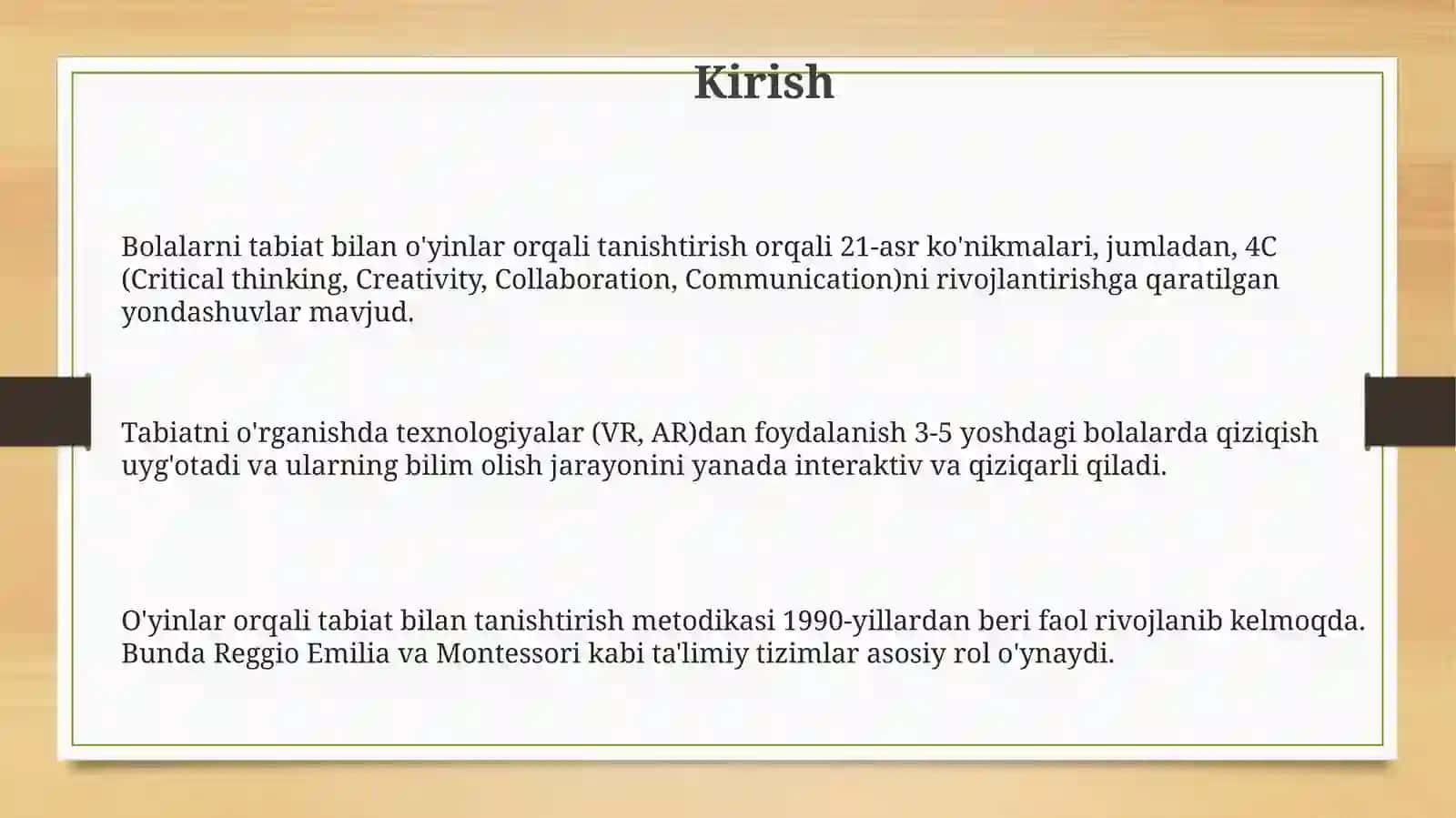 Oʻyinlar asosi boʻlalarni tabiat bilan tanishtirish texnologiyasi 3