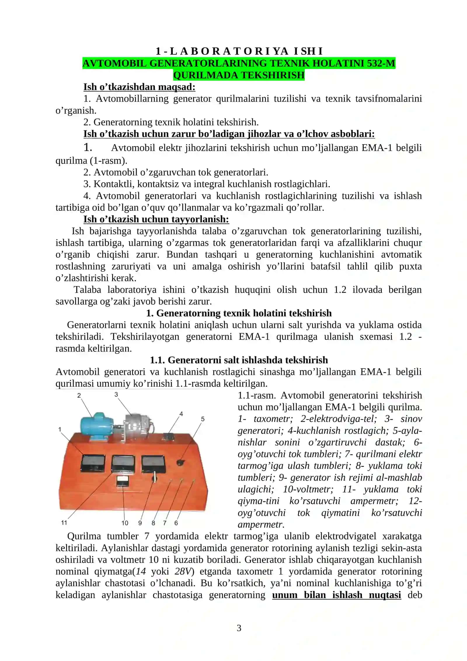 Uslubiy Qo'llanma 5310500-Avtomobilsozlik va traktorsozlik yo'nalishi talabalari uchun 3