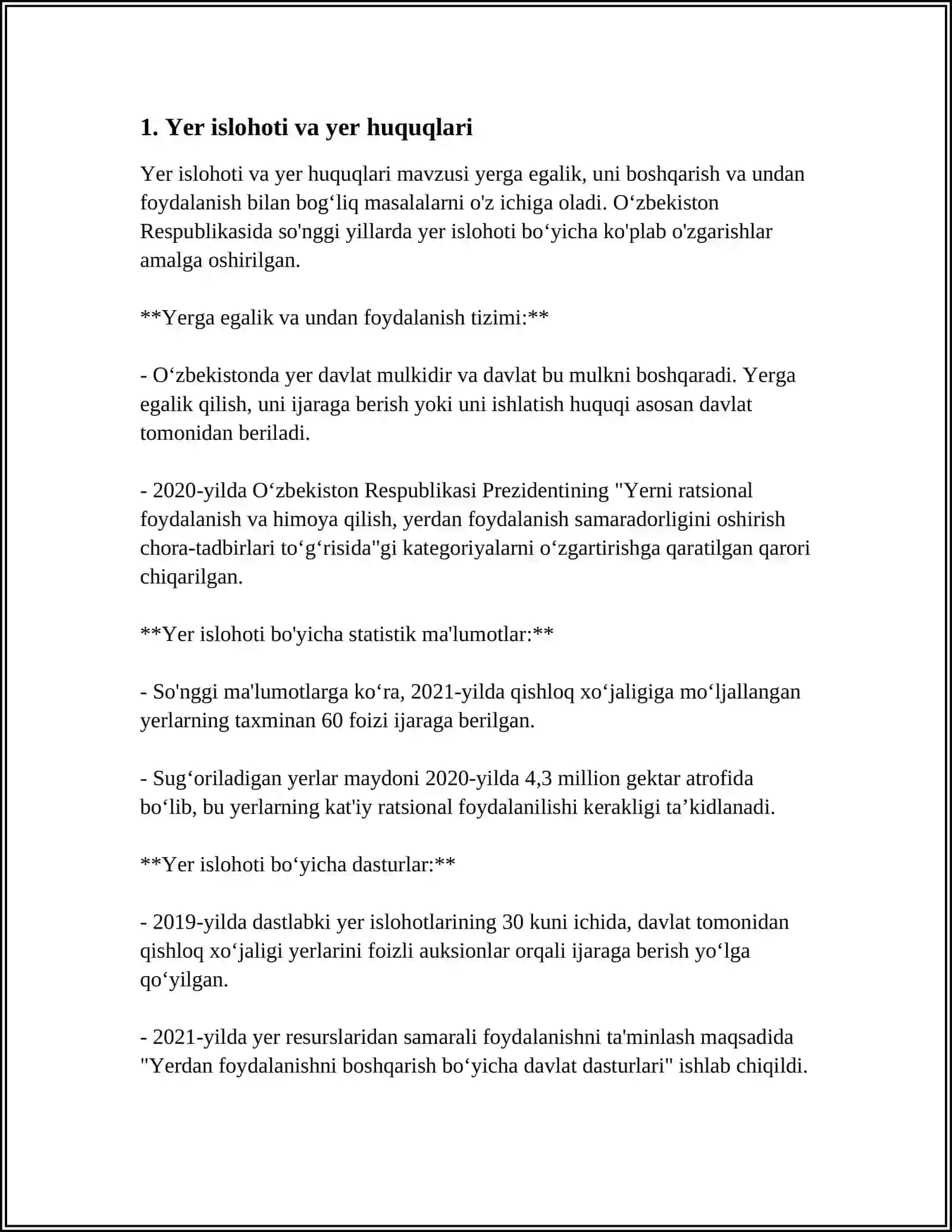 O'ZBEKISTON RESPUBLIKASI QISHLOQ XO'JALIGIDAGI ISLOHATLAR VA UNING VAZIFALARI VA YO'NALISHLARI 3