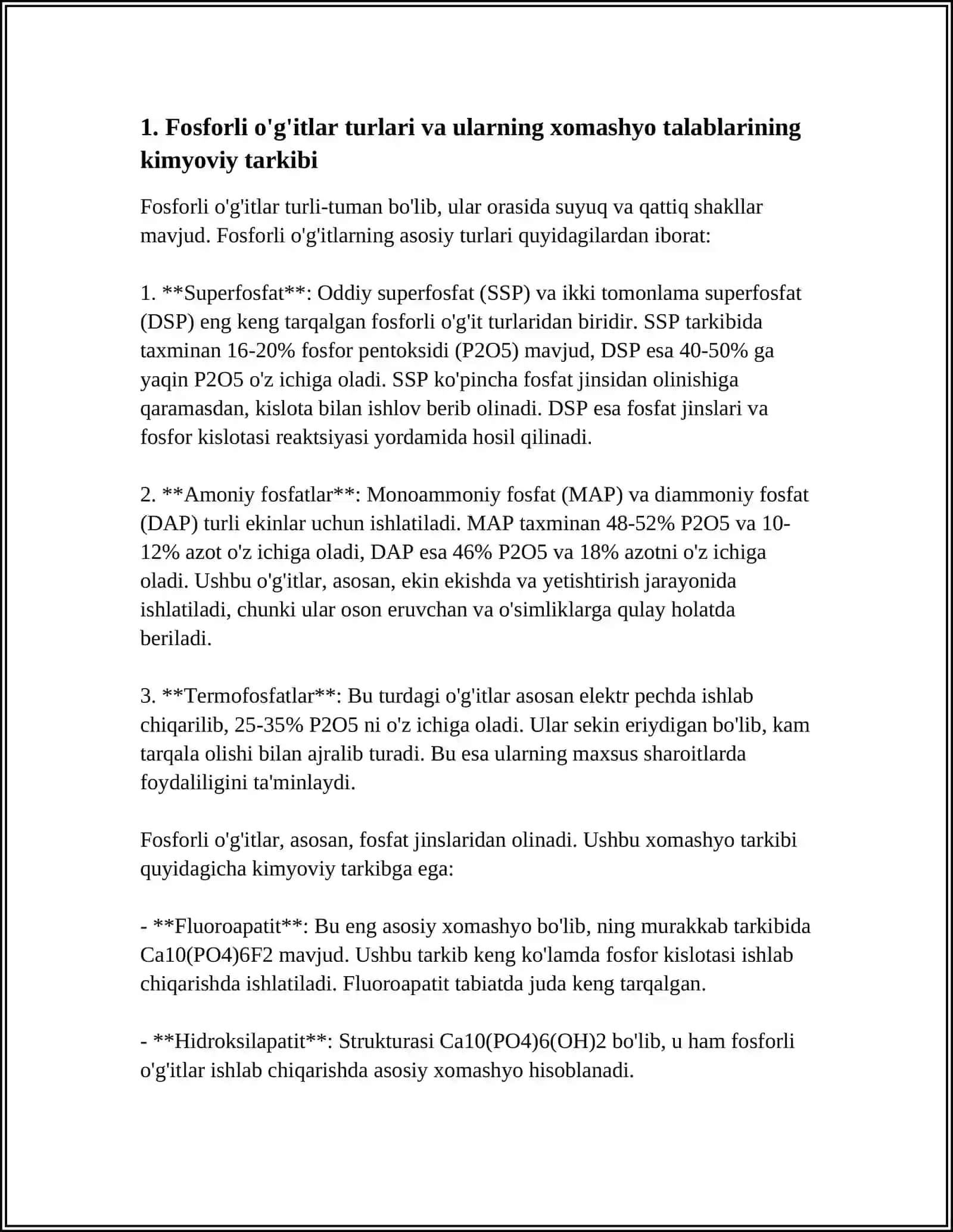Fosforli O'gitlar: Ekstraksiya va Ekstraktor Hisobini O'rganish 3