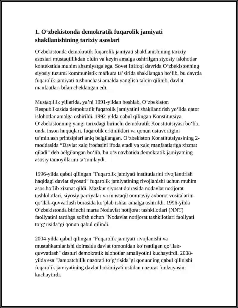 Oʻzbekistonda Demokratik Fuqarolik Jamiyati Shakllanishi, Amalga Oshirilgan Siyosiy Islohotlar 3